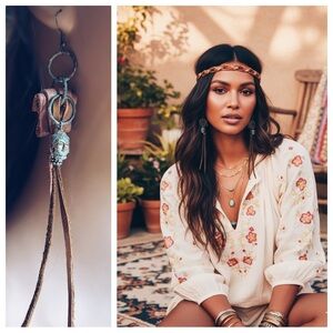 Buddha Rustic Reclaimed Leather Earrings